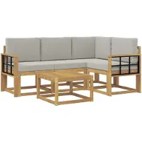 vidaXL - Ensemble de sofa d'extérieur, 5 pièces, blanc et gris clair, en polyester