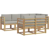 vidaXL Ensemble de salon de jardin 7 pièces, blanc et gris clair
