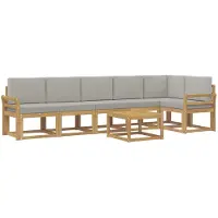vidaXL Ensemble de salon de jardin 7 pièces, blanc et gris clair