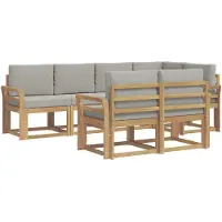 vidaXL Ensemble de salon de jardin 7 pièces, blanc et gris clair