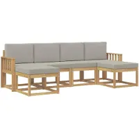 vidaXL Ensemble de salon de jardin 6 pièces, blanc et gris clair