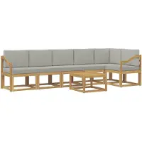 vidaXL Ensemble de salon de jardin 7 pièces, blanc et gris clair