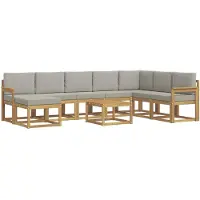 vidaXL Ensemble de salon de jardin 9 pièces, blanc et gris clair