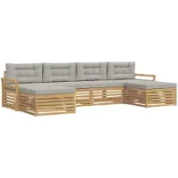 vidaXL Ensemble de salon de jardin 6 pièces, blanc et gris clair, en bois d'acacia massif
