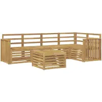 vidaXL Ensemble de salon de jardin 6 pièces, blanc, en bois d'acacia massif