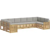 vidaXL Ensemble de salon de jardin , 10 pièces, blanc et gris clair, en polyester