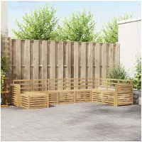vidaXL Ensemble de salon de jardin 8 pièces, bois d'acacia massif, blanc