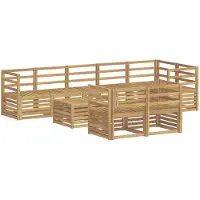 vidaXL Ensemble de salon de jardin 9 pièces, blanc, en bois d'acacia massif
