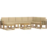 vidaXL Ensemble de salon de jardin 9 pièces, blanc et beige