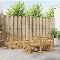 vidaXL Ensemble de salon de jardin 7 pièces, blanc, en bois d'acacia massif