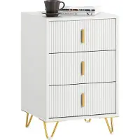 SoBuy Table de Chevet 3 Tiroirs Blanc - Table de Nuit Moderne