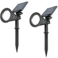 HOFTRONIC™ - Spot à piquet solaire 2W 6000K 200lm IP65 Noir 2 pièces