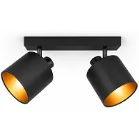HOFTRONIC™ - Plafonnier LED 2 spots E14 IP20 Noir/Or inclinable dimmable