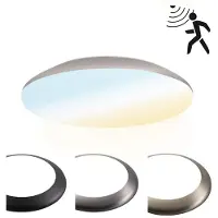 HOFTRONIC™ - Plafonnier LED détecteur mouvement 12W 1300lm IP65 IK10 Chrome