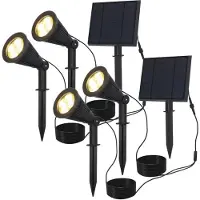 HOFTRONIC™ - Spots à piquet solaire 3W 3000K 200lm IP65 Noir 2 pcs