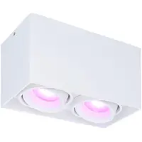 HOFTRONIC™ - Plafonnier connecté 11W RGBWW WiFi BLE carré 2 spots inclinables blanc