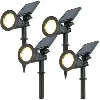 HOFTRONIC™ - Lampes solaires à piquer Bend 2W 3000K 200lm 4 pièces IP65 Noir