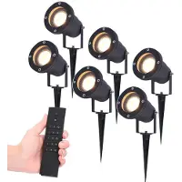 HOFTRONIC™ - Lot de 6 spots à piquet LED Sydney 4W 345lm 2700K IP65 Noir Aluminium Incl. variateur