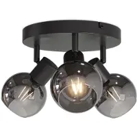 HOFTRONIC™ - Plafonnier LED 3 spots E14 verre fumé noir IP20 inclinable dimmable