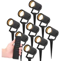 HOFTRONIC™ - Lot de 9 Spots à piquer LED 4W 2700K IP65 Noir Dimmable