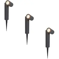 HOFTRONIC™ - 3x Pinero Spot à piquet LED 4W 345lm 4000K IP65 Noir Dimmable