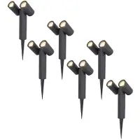 HOFTRONIC™ - Spot à piquet double jardin 8W 690lm 4000K IP65 Noir 6 pièces