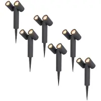 HOFTRONIC™ - 6x Pinero Double Spot à piquet LED 8W 690lm 2700K IP65 Noir
