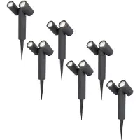 HOFTRONIC™ - 6x Pinero Double Spot à piquet LED 8W 690lm 6500K IP65 Noir