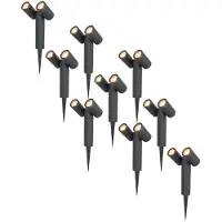 HOFTRONIC™ - 9x Pinero Double Spot à piquet LED 8W 690lm 2700K IP65 Noir