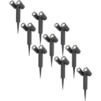 HOFTRONIC™ - 9x Pinero Double Spot à piquet LED 8W 690lm 6500K IP65 Noir