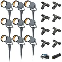 HOFTRONIC™ - Lot de 9 spots LED à piquer GU10 4W 345lm 2700K IP65 Anthracite