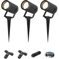 HOFTRONIC™ - Lot de 3 spots à piquet LED GU10 4W 4000K IP65 Noir Dimmable