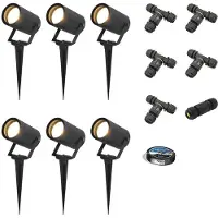 HOFTRONIC™ - Lot de 6 lampes LED à piquer GU10 4W 345lm 2700K Noir IP65 Dimmables Inclinables