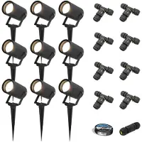 HOFTRONIC™ - Spot à piquet LED jardin 36W GU10 4000K IP65 Noir 9 pièces