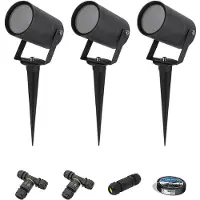 HOFTRONIC™ - Set de 3 Spots à piquer Spikey LED GU10 IP65 Noir dimmables