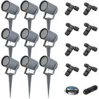 HOFTRONIC™ - Lot de 9 spots à piquer LED dimmable IP65 Anthracite excl. GU10