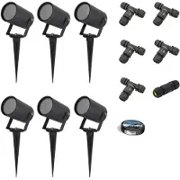 HOFTRONIC™ - Spots à piquer Spikey jardin 6 pièces GU10 dimmables IP65 Noir