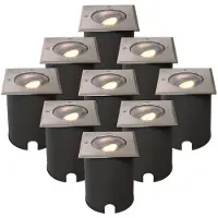 HOFTRONIC™ - Spot au sol LED 4W IP67 Dimmable Rond Noir Lot de 9