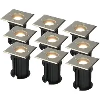 HOFTRONIC™ - Spot LED au sol Ramsay 4W GU10 345lm 2700K IP67 Inox carré 9 pièces