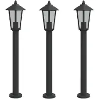 vidaXL Lampes d'allée 3 pcs. noir 80 cm acier inoxydable