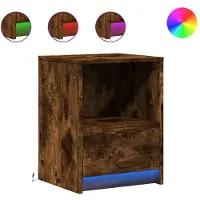 vidaXL Armoires de chevet et lumières LED 2 pcs chêne fumé