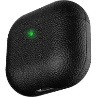 KEYBUDZ Etui en cuir Artisan AirPods 4 (Manchon pour casque d'écoute), Étui pour écouteurs + casque, Noir