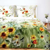 Darymex Linge de lit, linge de lit en satin de coton, haute qualité, Satynlove 180x200 12419 Tournesols