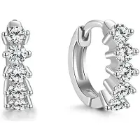 Beneto Boucles d'oreilles rondes en argent AGUC2235 (L), (zircone cubique)