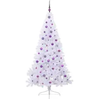 vidaXL Sapin de Noël artificiel avec 300 LED Blanc 210 cm PVC et Acier