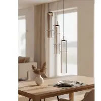 Nova Luce Suspension unique Sano Verre fumé à 3 lumières