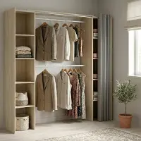 Dmora Acron - Grande Armoire, 180x205 cm, Chêne Brun, 8 Étagères