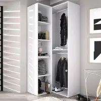 Dmora Anzino - Grande Armoire Blanche, 85x205h cm, Porte-Manteaux