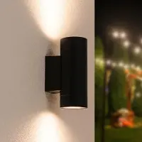 HOFTRONIC™ - Applique murale LED 8W IP65 2x GU10 2700K Noir Dimmable Up & Down