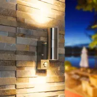 HOFTRONIC™ - Lot de 3 appliques murales LED Jasmin 8W 2700K IP44 inox détecteur